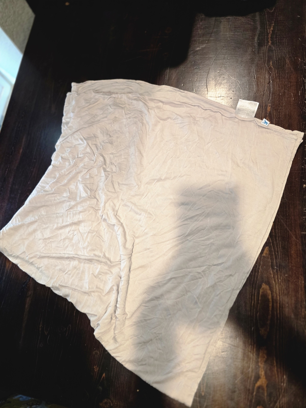 Little Unicorn Bamboo Rayon Swaddle Blanket | Solid Oatmeal Tan - Picture 3 of 4